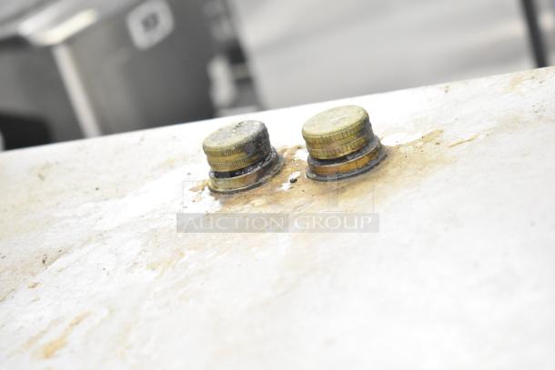 Cleveland Gemini Commercial 2 Deck Steam Cabinet, showing control knobs. Used condition with some surface residue.