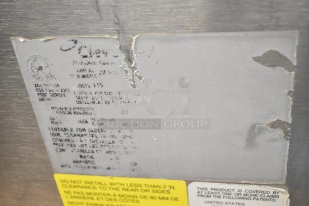 Cleveland Gemini Commercial 2 Deck Steam Cabinet label, showing wear and essential specifications.