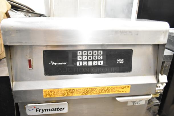 Frymaster GPCSC commercial deep fat fryer, 80,000 BTU, natural gas powered, solid state controls, good condition.