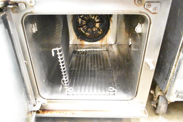 2021 Blodgett BLCT6E commercial countertop combi oven interior, stainless steel, visible grill, electric, used condition.