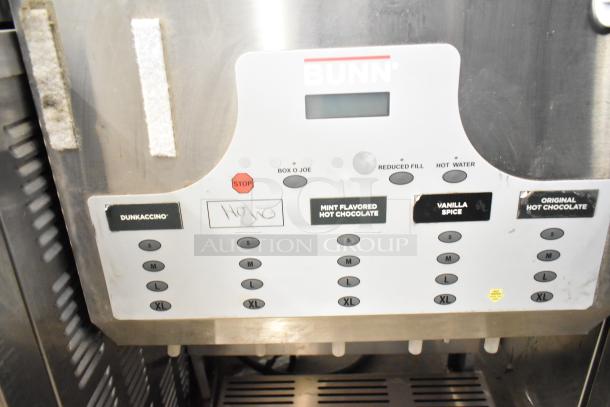 Bunn IMIX-5 Commercial Countertop Cappuccino Machine, 120-208/240V, 1 Phase. Features multiple drink options and size selections.