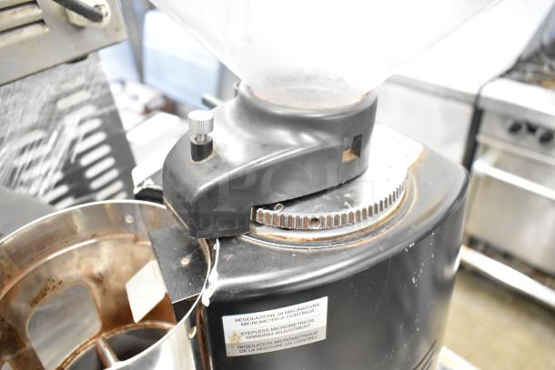 Mazzer Luigi ROBUR Espresso Bean Grinder, 115V, 1 Phase, showing adjustable micrometrical grinding dial, used condition.