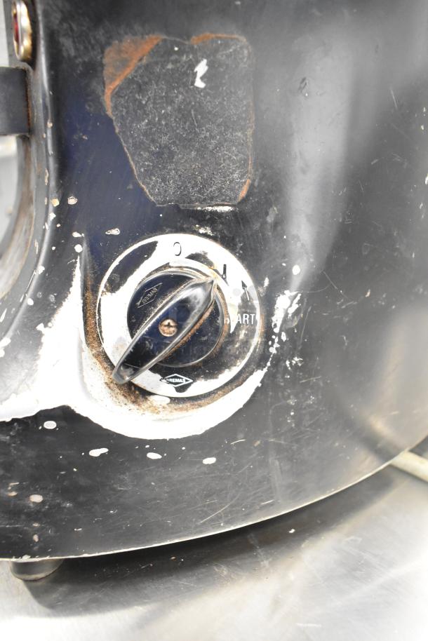 Mazzer Luigi ROBUR espresso grinder, 115V, showing worn condition with visible scratches and faded markings.