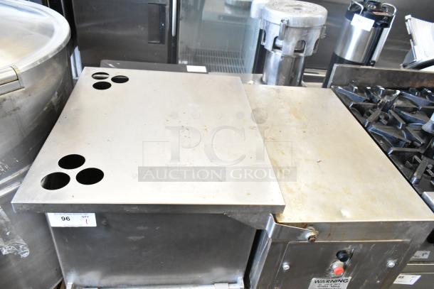 Hollymatic 180 Commercial Meat Mixer Grinder, stainless steel, floor style, durable build, minor surface wear.