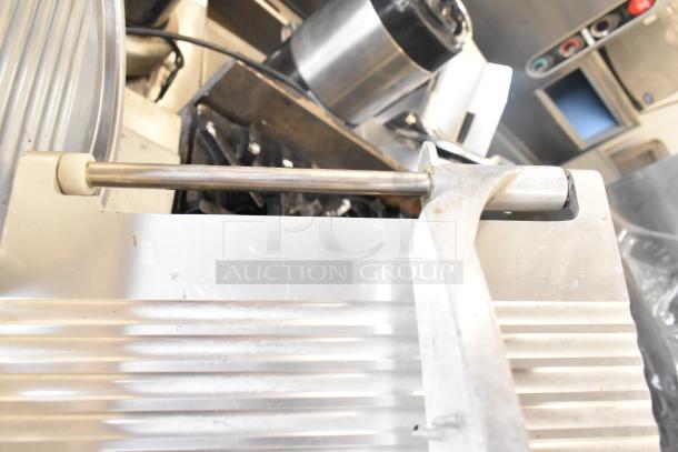 2024 Backyard Pro 551SL112E countertop meat slicer, featuring a 115V, 1-phase motor. Appears in good condition.