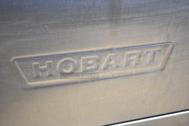 Hobart LXIH commercial undercounter dishwasher, stainless steel, embossed logo, 120/208-240 volts, 1 phase.