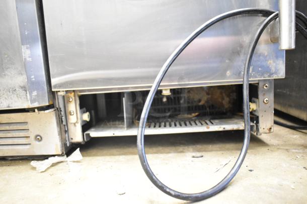 2021 All Pro AZ-20D undercounter ice machine, stainless steel, 115V, 1 phase, showing exterior with power cord attached.