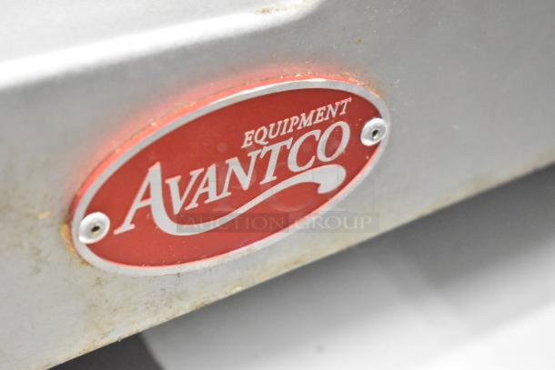 Avantco Commercial Countertop Meat Slicer, 115V, 1 Phase, features red Avantco logo, used condition.