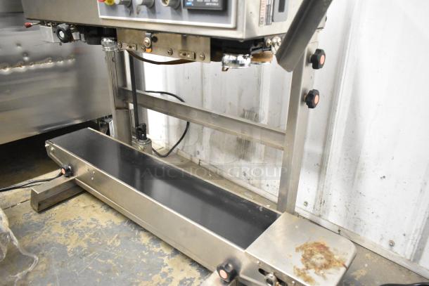 2019 Cleveland countertop continuous band sealer. Stainless steel, 110 volts, 1 phase. Slight wear, fully operational.