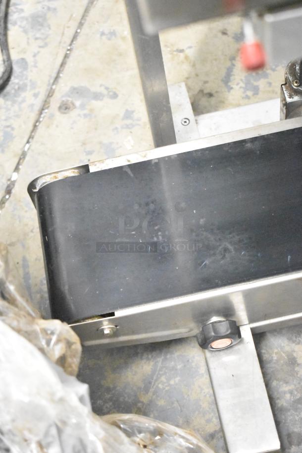 2019 Cleveland countertop band sealer in used condition, 110V, 1 Phase, sturdy stainless steel with control knob detail.