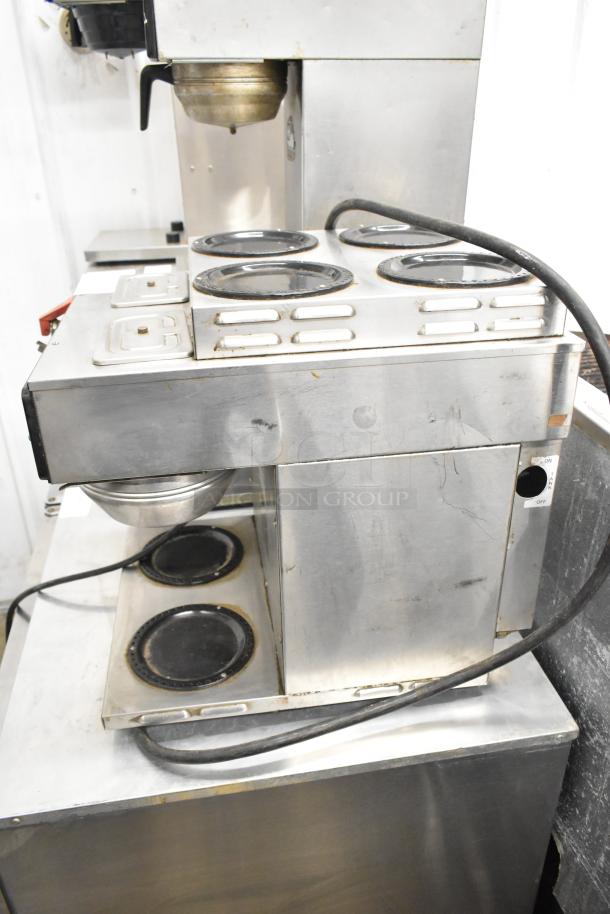 Bunn CWTF 4/2 TWIN commercial 6-burner coffee machine, stainless steel, used condition, 120/240V, 1 phase.