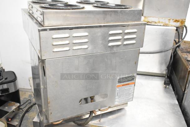 Bunn CWTF 4/2 TWIN commercial coffee machine with six burners. Industrial-grade, stainless steel, 120/240V, 1 phase.