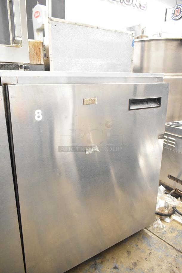 Delfield 406CA-DHL-DD1 single door undercounter cooler, stainless steel, 115V, 1 phase, good used condition, marked as "8".