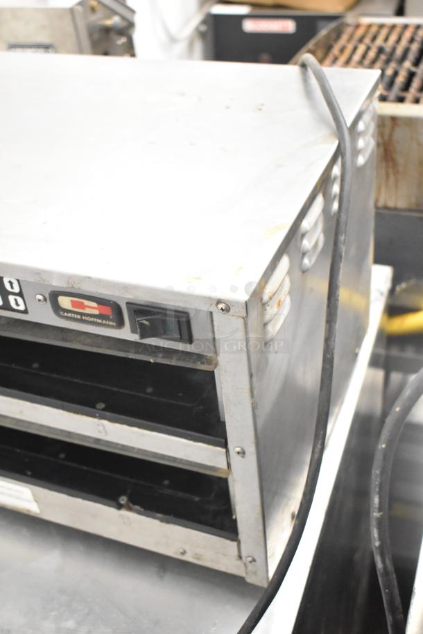 Carter Hoffmann MC212S holding bin, stainless steel, commercial countertop model, visible power switch, uses 120V, 1 phase.