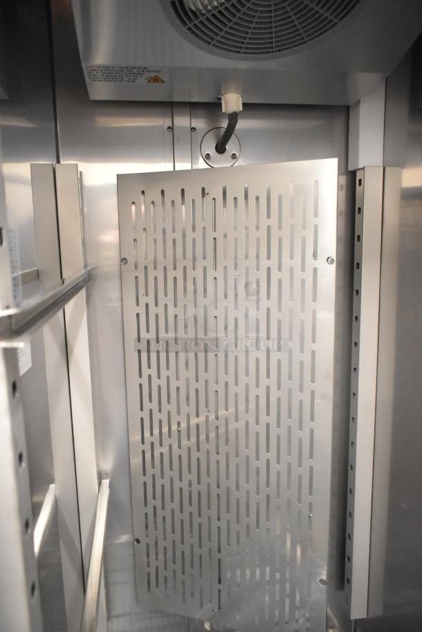 2025 Avantco 178SS1RHC single door cooler interior, stainless steel, commercial-grade on casters, 115V, 1 phase.