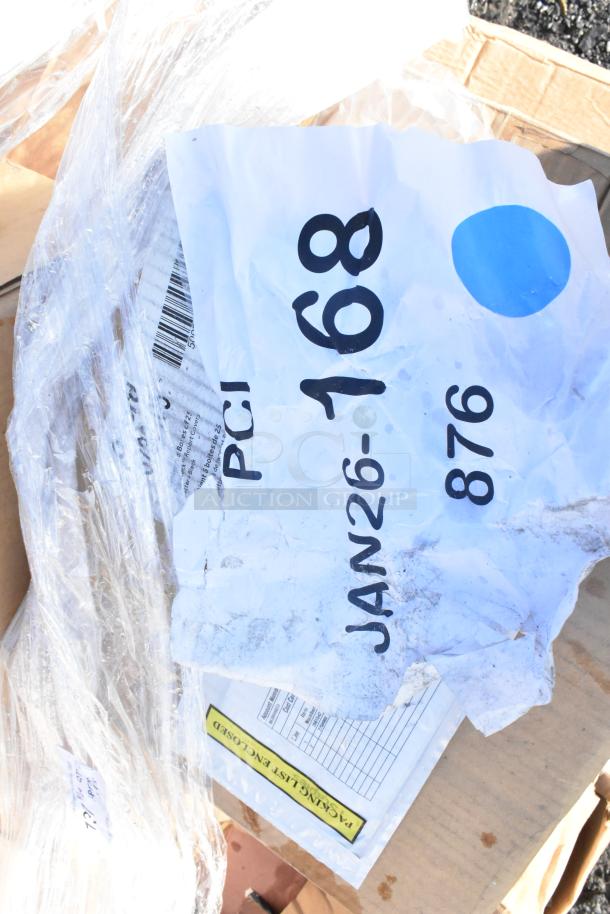 Packaging for 15 scratch and dent items, including shelf liners. Tag reads "JAN26-168", wrapped in plastic.