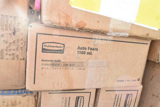 Rubbermaid Auto Foam 1100 mL refills, scratch and dent condition, boxed with visible wear, labeled for commercial use.