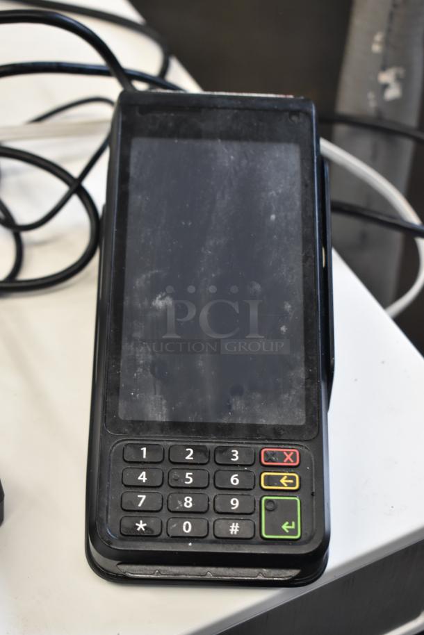 Clover C305 Mini POS Monitor with keypad, showing slight wear. Part of a complete Clover POS system including credit card reader and cash drawer.