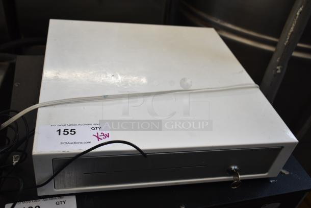 Clover POS System with C305 Mini POS Monitor, credit card reader, and cash drawer. Light wear, auction label visible.