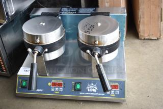 2020 Carnival King 382WBM26DGT Non-Stick Double Belgian Waffle Maker with Digital Timer and Temperature Controls. 120 Volts, 1 Phase. Tested and Working!