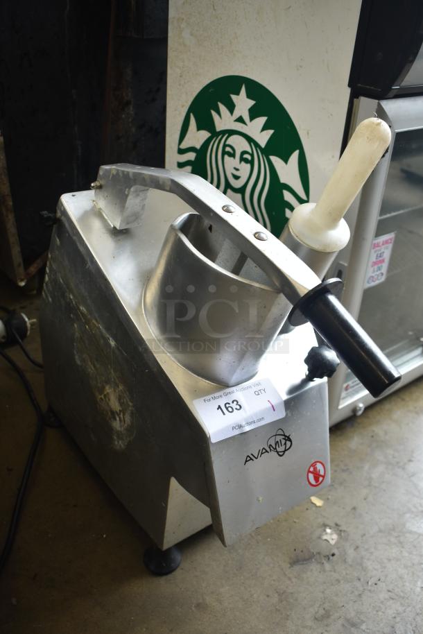 AvaMix 177CFP5D Countertop Food Processor, 120V, 1 Phase, visible wear, auction tag 163, stainless steel finish.