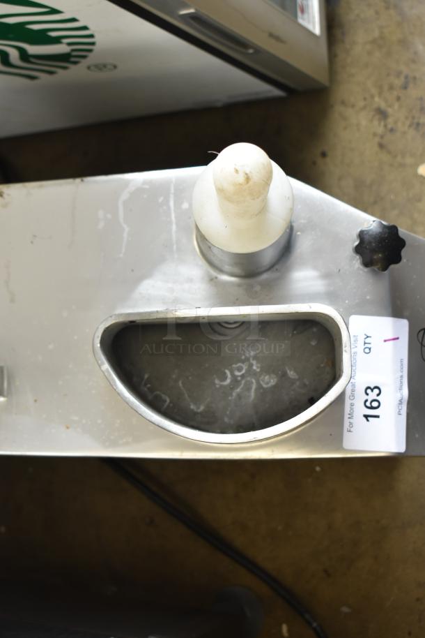 AvaMix 177CFP5D countertop food processor, stainless steel, visible wear, auction tag 163. 120V, 1-phase power.