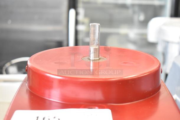 Robot Coupe R2UB countertop food processor base, red, 120V, 1 phase, in good condition.