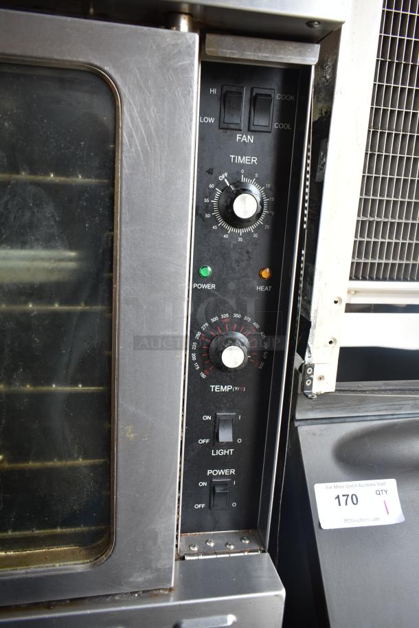 2 Seagate full-size convection ovens with view-through doors, thermostatic controls, commercial casters. Image shows control panel.