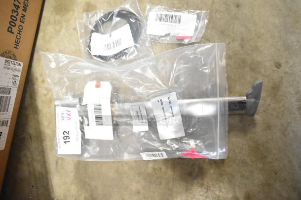 Three brand new items: Narvon 378NPSM0315 Microswitch, Avantco 17818141BLK Temperature Probe, Estella 348MH16010 Pole.