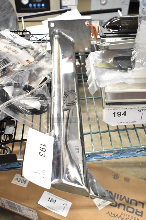 BRAND NEW Estella 348MH16130 Pole for SM100/130/160. Scratch and dent condition, chrome finish, with original labeling visible.