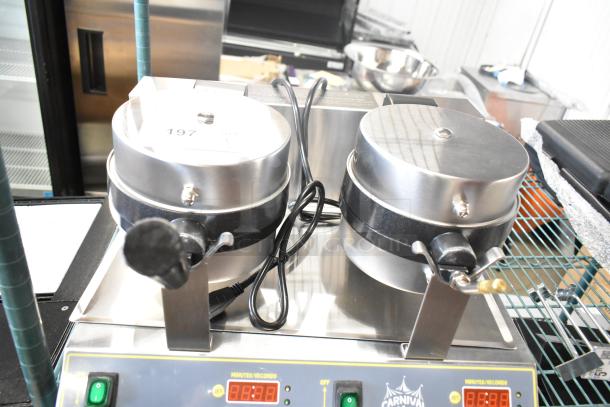 Carnival King 382WBM26DGT non-stick double Belgian waffle maker with digital controls, brand new, 120V, 1 phase.