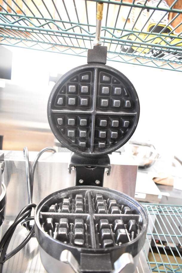 Brand new Carnival King 382WBM26DGT non-stick double Belgian waffle maker with digital timer, temperature controls, 120V.