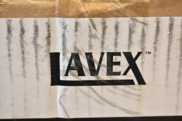 Brand new Lavex Assist Brush/Squeegee Tool in box, label shows "Lavex" logo, fits 26-gallon commercial stainless steel vacuum.
