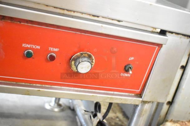 Vulcan Commercial Braising Pan control panel showing ignition, temperature, and up/down controls with visible wear.