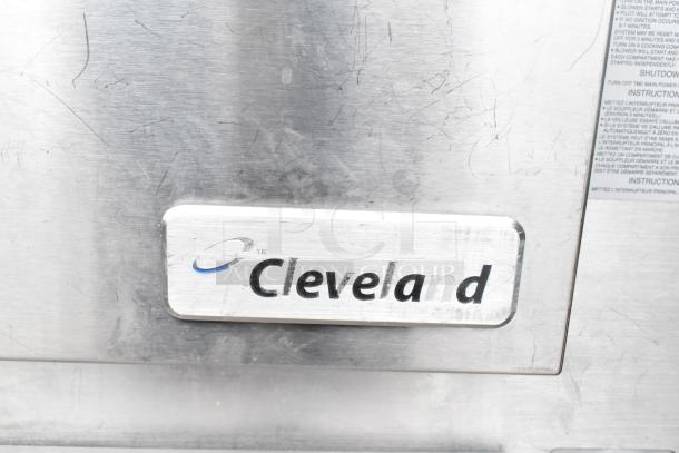 2016 Cleveland 24CGA10.2 Gemini Steam Cabinet. Stainless steel, 72,000 BTU, dual deck. Logo visible. Good condition.