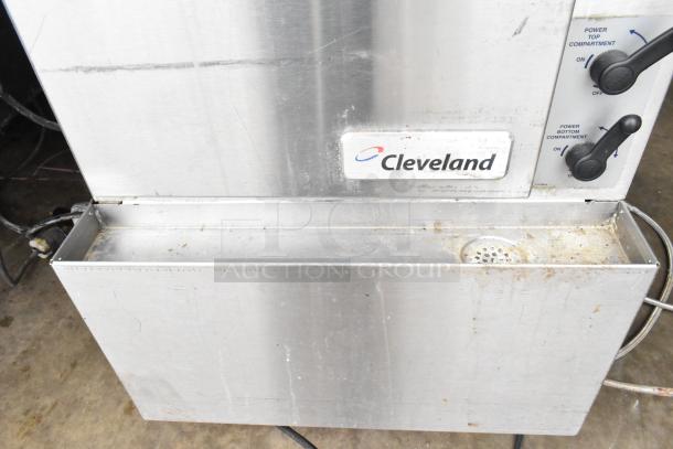 2016 Cleveland 24CGA10.2 Gemini commercial steam cabinet, dual deck, natural gas, 72,000 BTU, shows visible wear.
