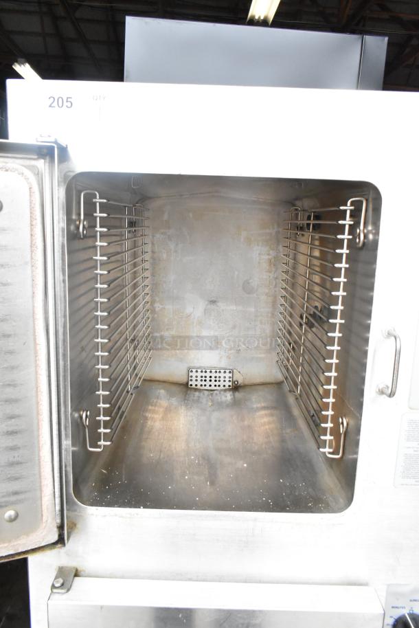 2016 Cleveland 24CGA10.2 Gemini steam cabinet interior, natural gas, 72,000 BTU, two-deck, stainless steel, commercial use.