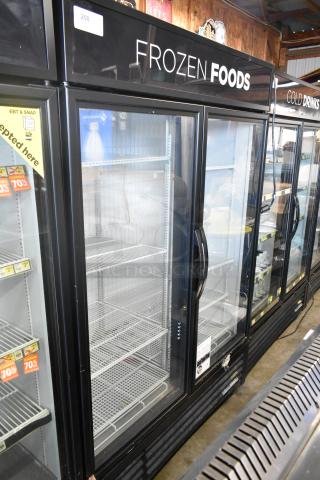 2019 True GDM-49F-HC commercial freezer merchandiser, two glass doors, adjustable shelves, excellent condition.