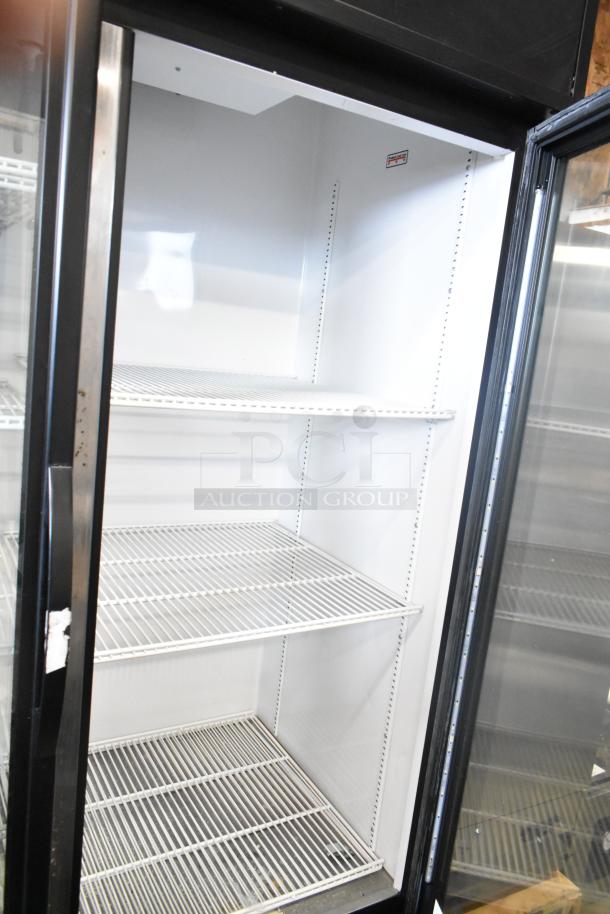 2019 True GDM-49-HC two-door reach-in cooler, 115 volts, features shelving, excellent for merchandising.