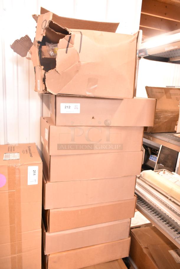 Boxed Lithonia Lighting DSXF3 LED lights, model LED483788WU, new scratch and dent condition. Includes 8 units per bid.