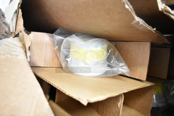 Box of 8 Lithonia Lighting DSXF3 LED 6 P2 50K 70CRI lights, new, with some scratch and dent, shown packaged in cardboard.