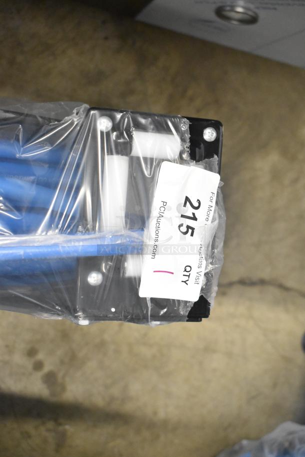 Brand new Regency steel hose reel in protective wrap, visible tag indicates item 215. Some minor scratches and dents.