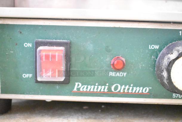 Waring WPG300 Commercial Double Panini Press, 240V, 1 Phase, with controls and “Panini Ottimo” label visible.