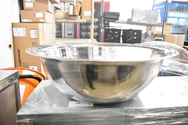 Brand new metal bowl and poly clear lid, slightly scratched, dented. Auction includes double quantity per bid.