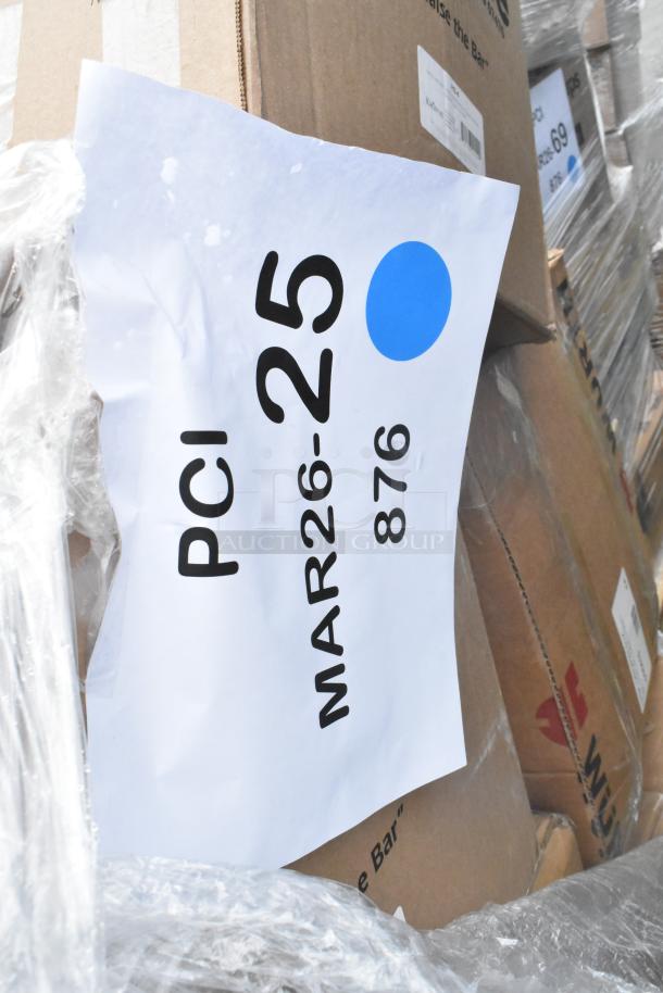 25 new scratch and dent items, including a cutting board and pan, labeled with "PCI MAR26-25 876" on packaging.