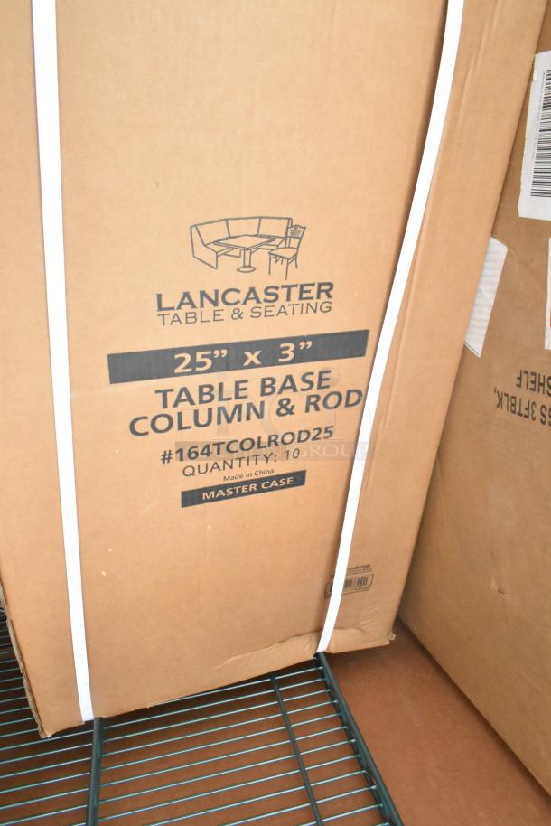 Lancaster Table Base Column & Rod, 25"x3", model #164TCOLROD25, master case of 10, new condition.
