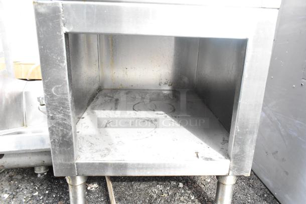Panda Gas Powered Single Burner Wok Range, stainless steel, used condition, with storage space underneath. Suitable for commercial kitchens.