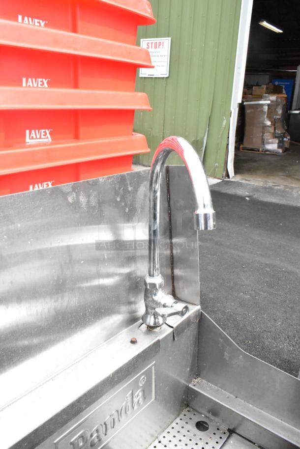 Panda gas-powered single burner wok range with stainless steel finish, featuring a durable faucet attachment.