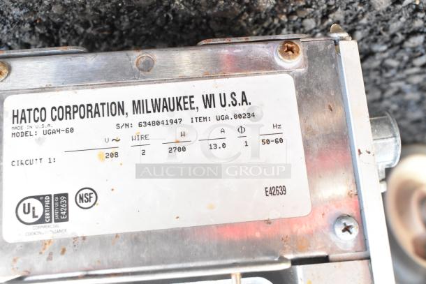 Hatco UGAH-60 Heat Strip, 208 volts, 1 phase. Model UGAH-60, UL and NSF certified. Serial No. 6348041947.