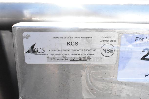 Commercial Ice Bin with KCS label; model number LS-1814. Certified to ANSI/NSF STD.02. Some wear visible.